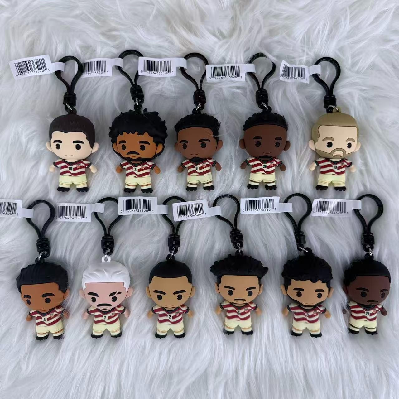 2026 U.S. Soccer Team 3D Vinyl Bag Clip Keychain – Complete 11PCS Collector Set