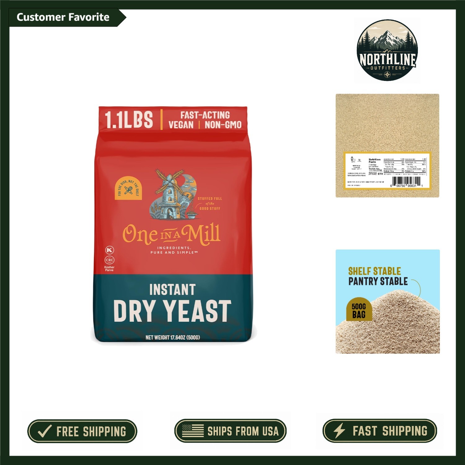 1.1 LB Instant Dry Yeast: Non-GMO, Quick Rise Baking Leavening Agent