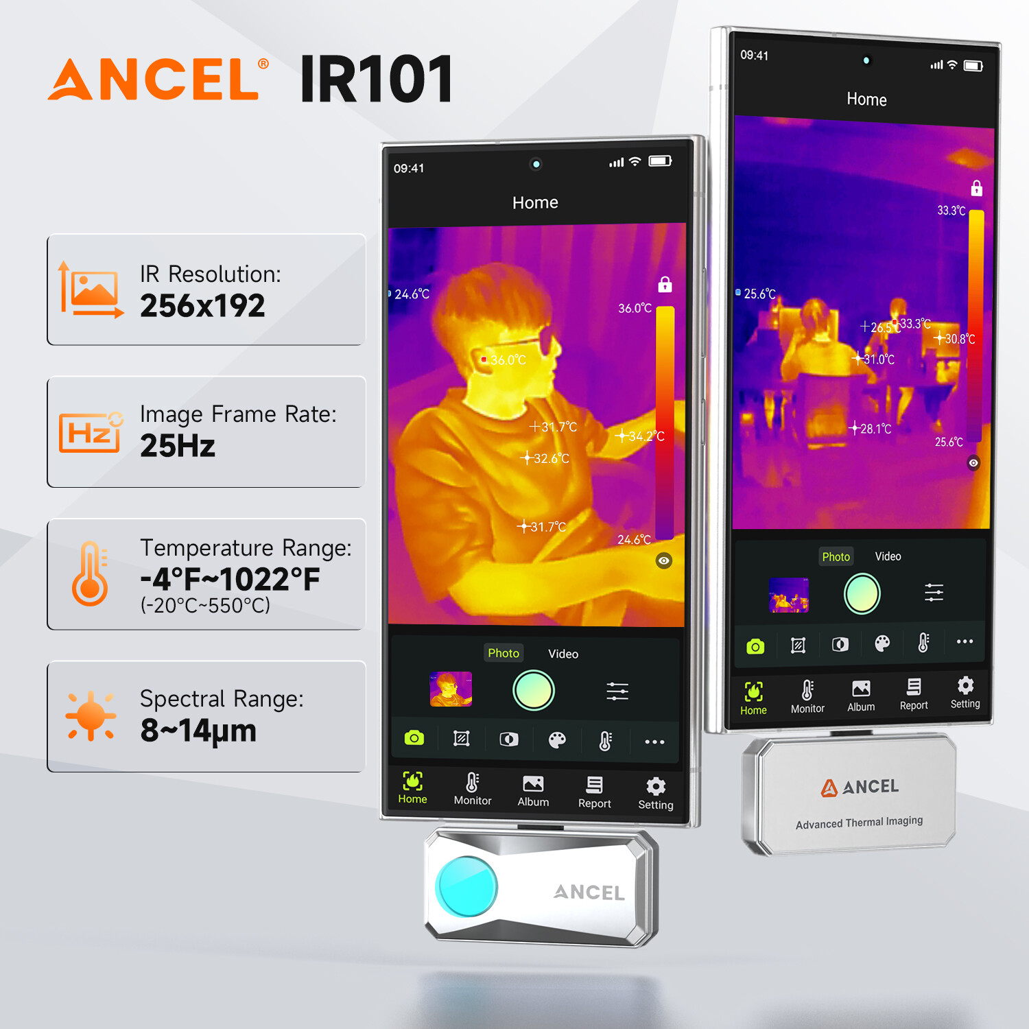 256x192 IR Resolution Rate Thermal imaging Camera Imager for Android Device PC