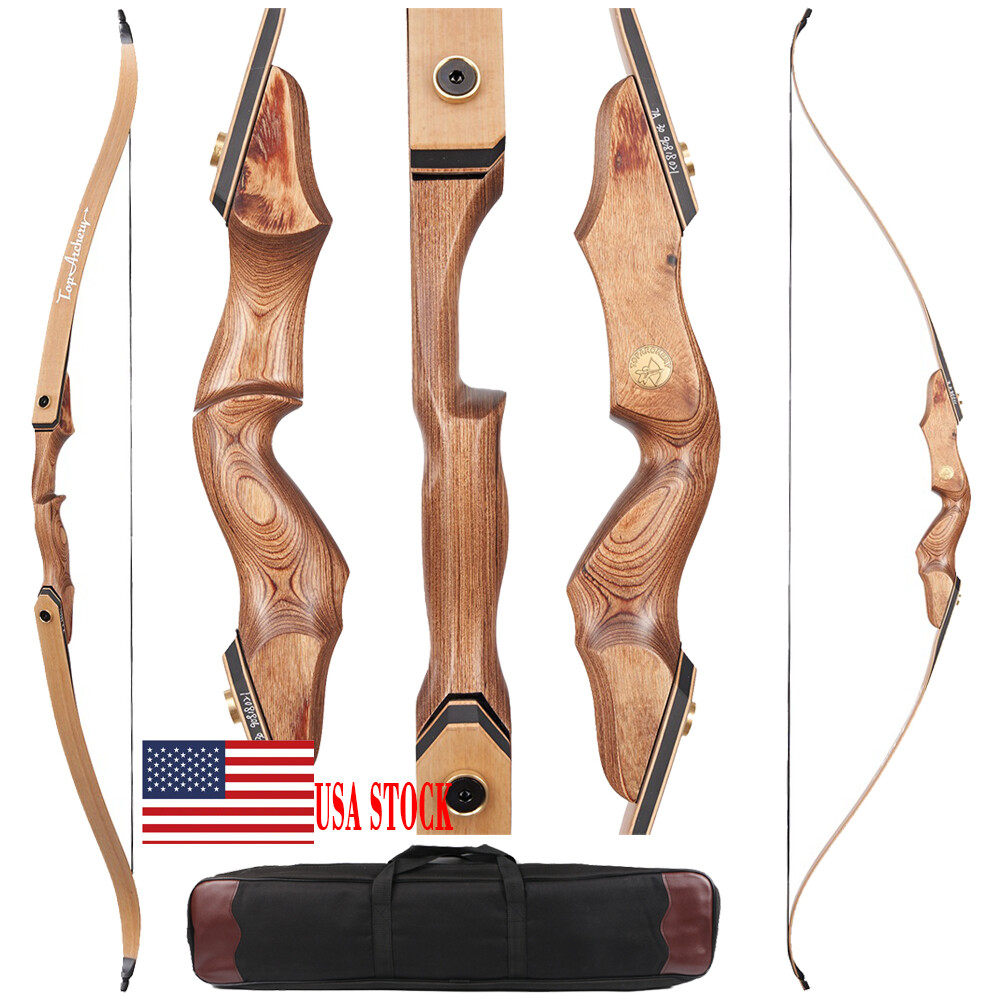 60" Traditional Wooden Recurve Bow Takedown 30-50lb Bow Portable Bow Bag Hunting