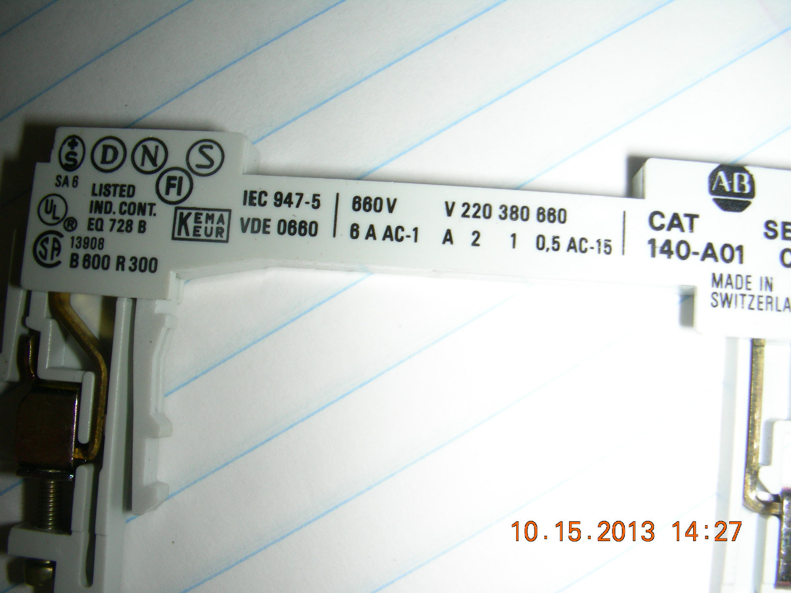 Allen Bradley Auxillart Contact Switch 140-A01