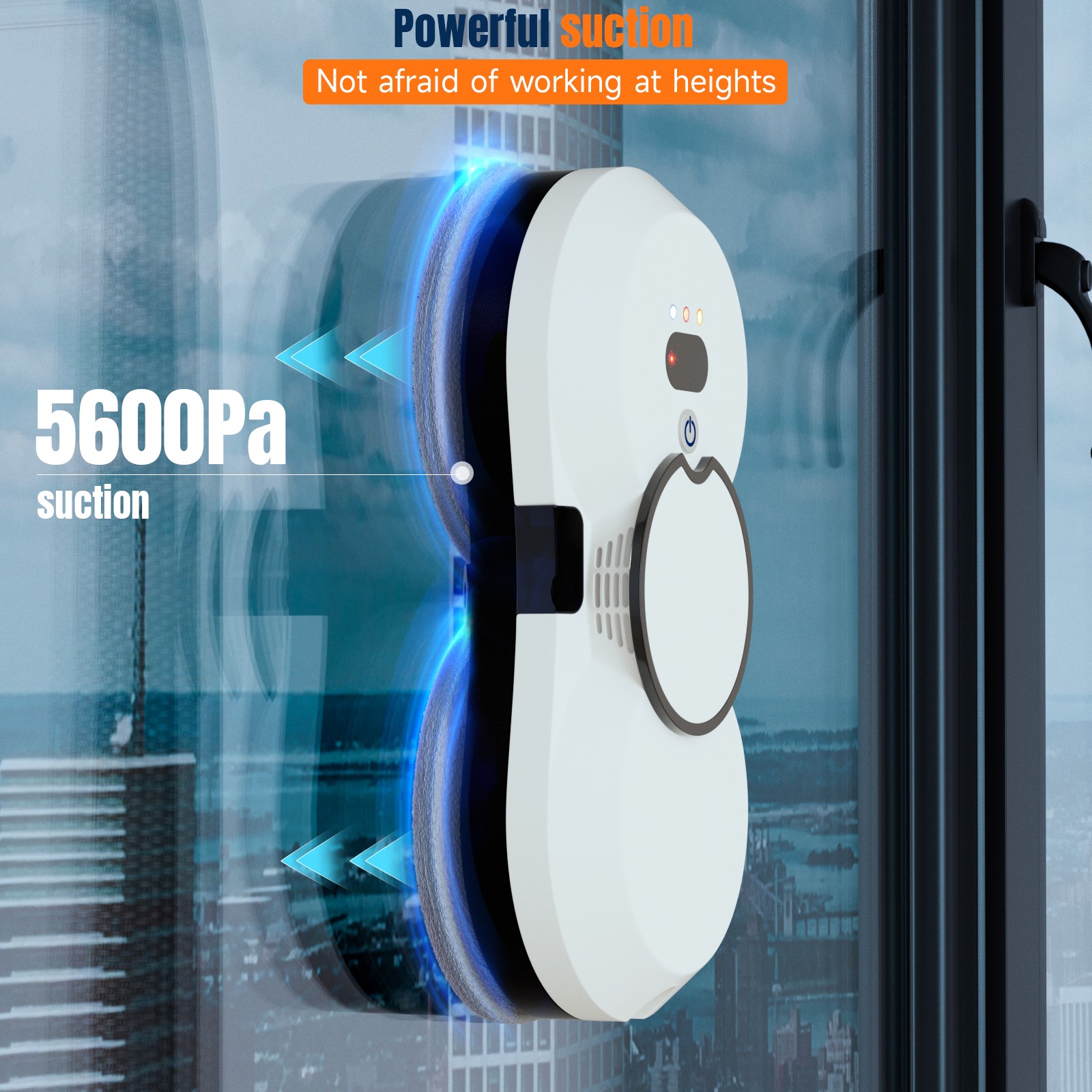 Auto Window Cleaner Robot, AI Path, 5600PA Suction, Single-sided Spray