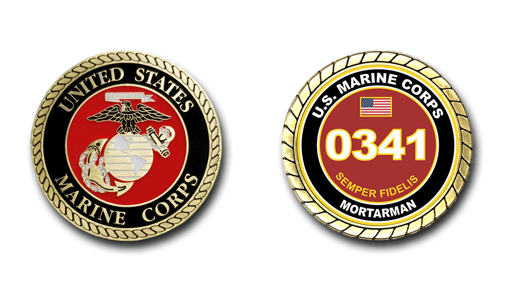 0341 Mortarman US Marine Corps MOS Coin