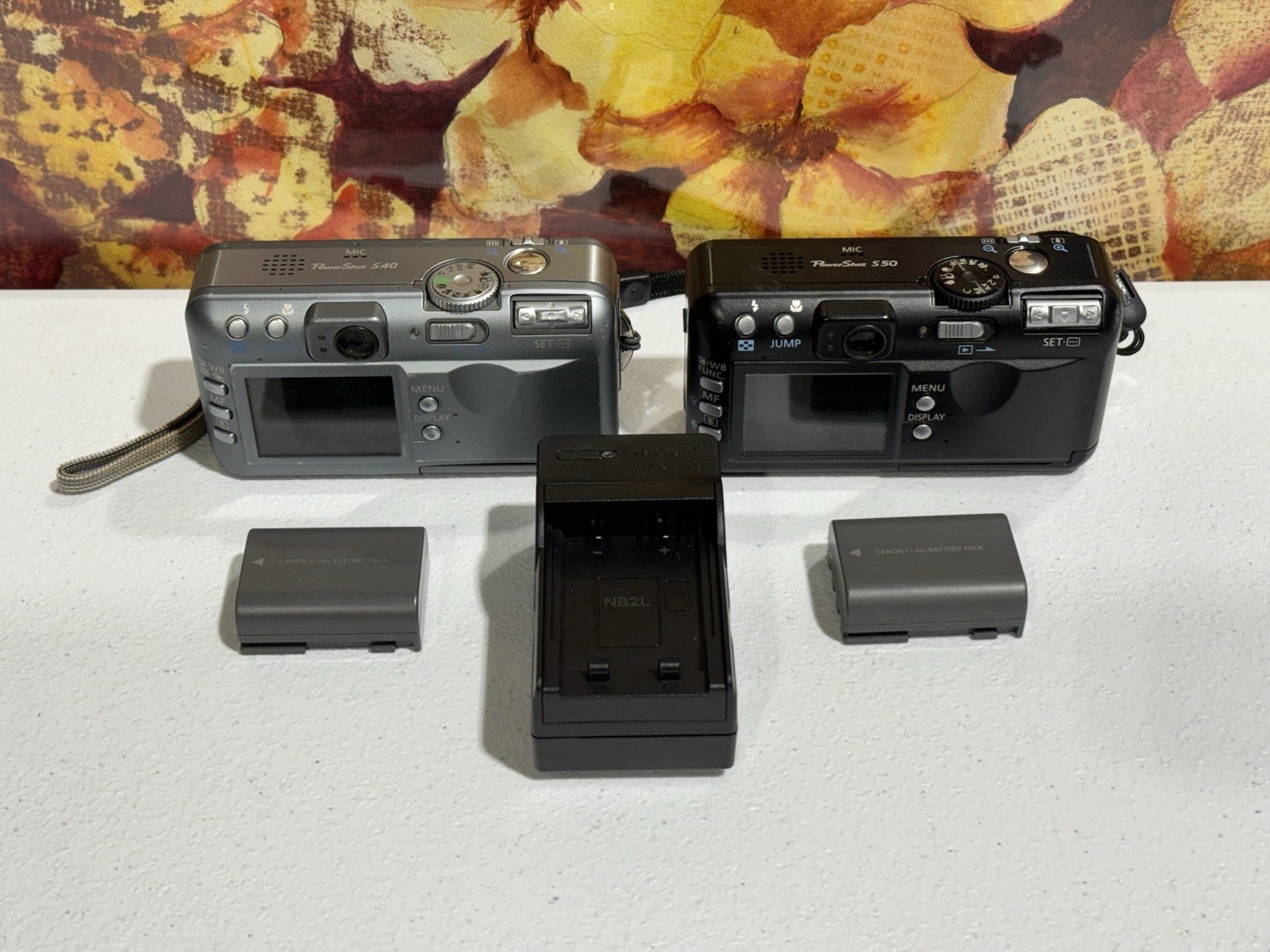 Lot Of Canon powershot S50 & S40 with battery Charger For Parts Or Repair