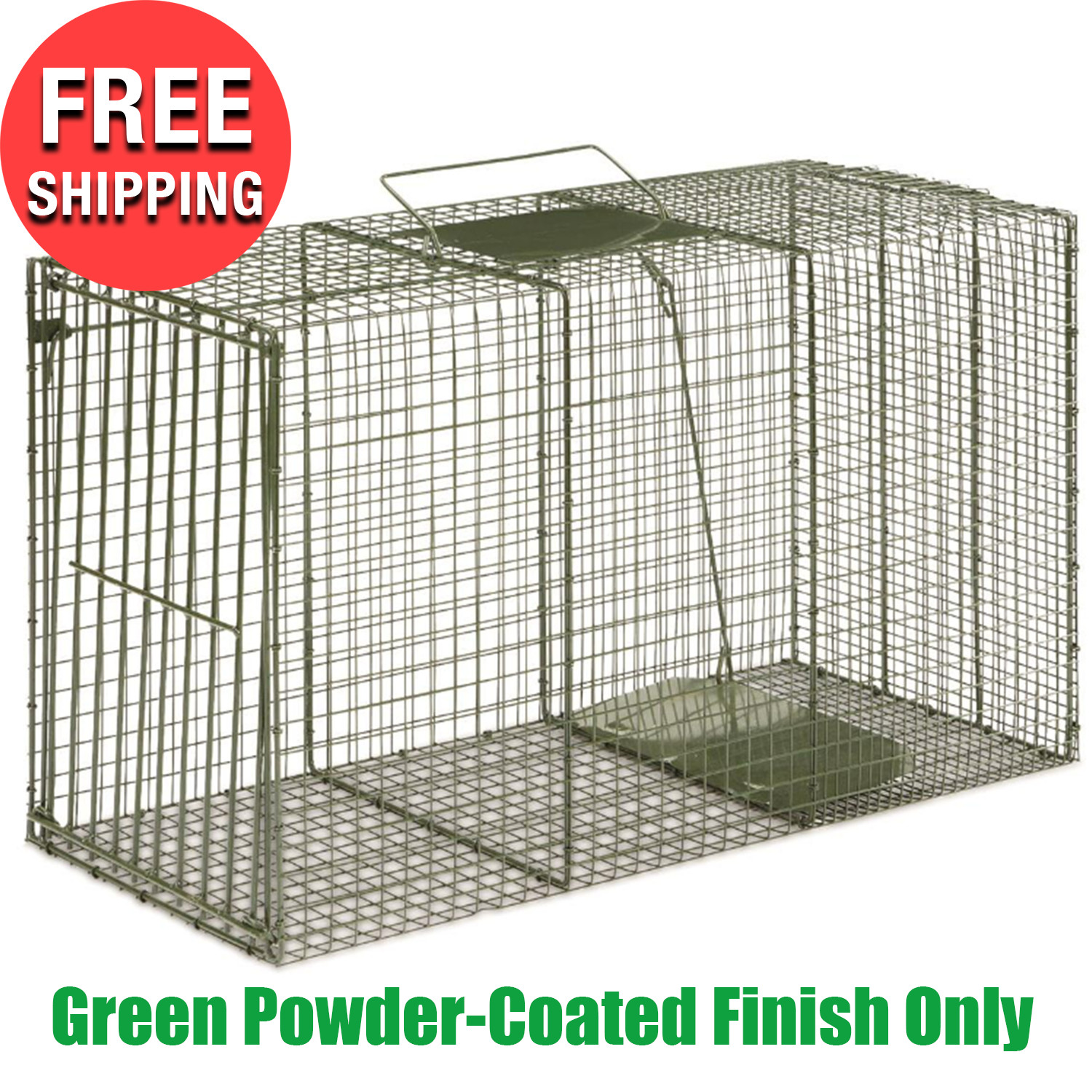 Heavy-Duty 36" x 15" x 20" 2XL Live Animal Cage Trap Steel Rod Gravity Drop Door