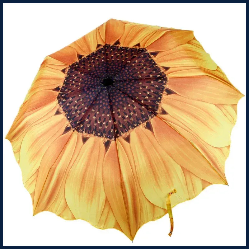 Sunflower Folding Umbrella UPF 50+ UV Sun & Rain Protection Compact Travel
