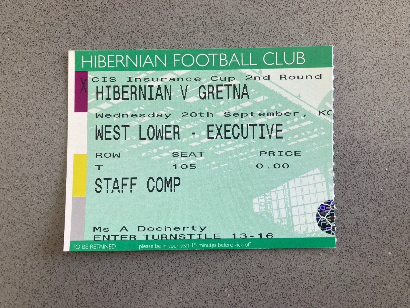 Hibernian v Gretna 2006-07 Match Ticket