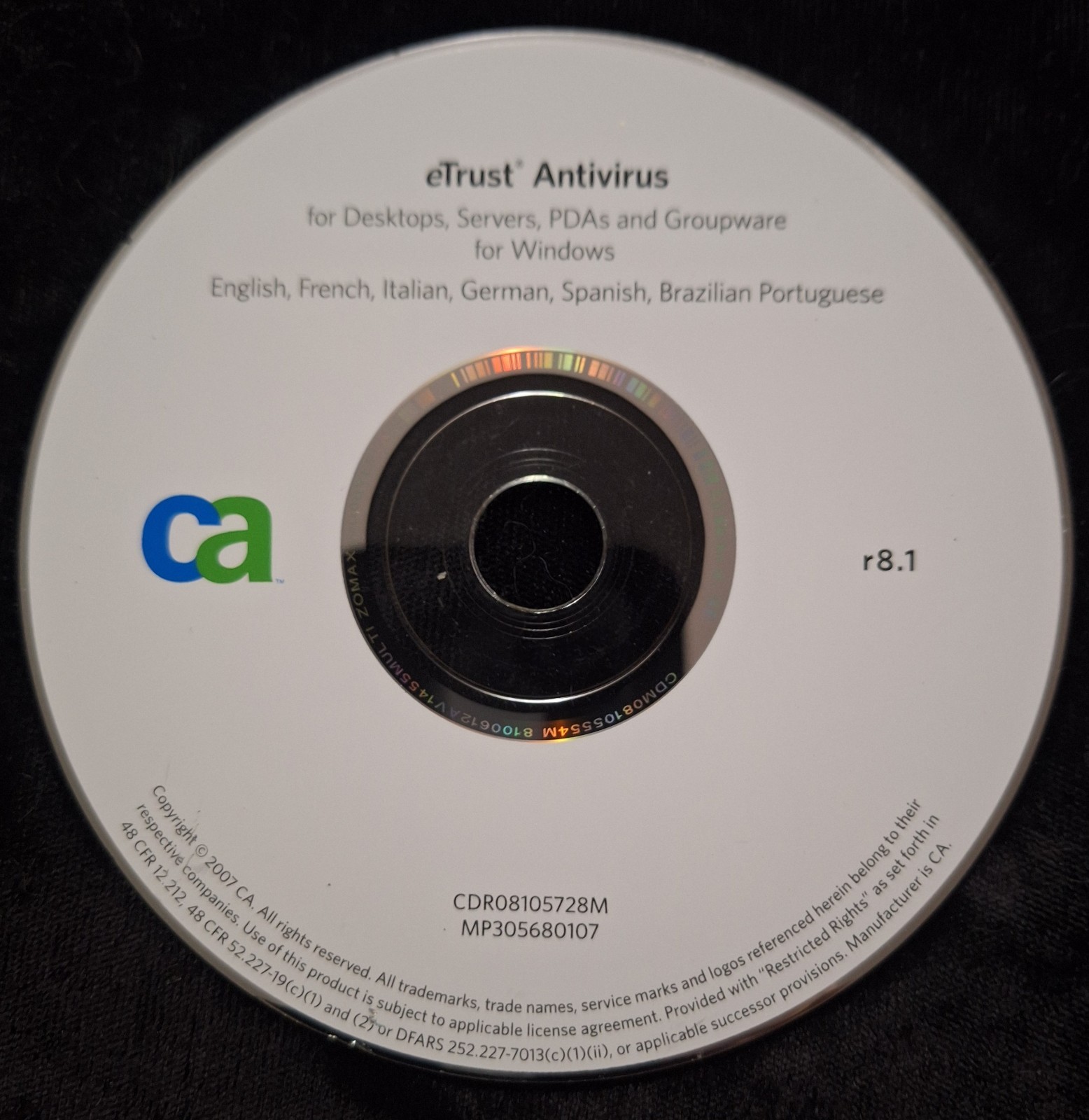 CA eTrust Antivirus r8.1 CD for Desktops, Servers, PDA's and Windows Groupware