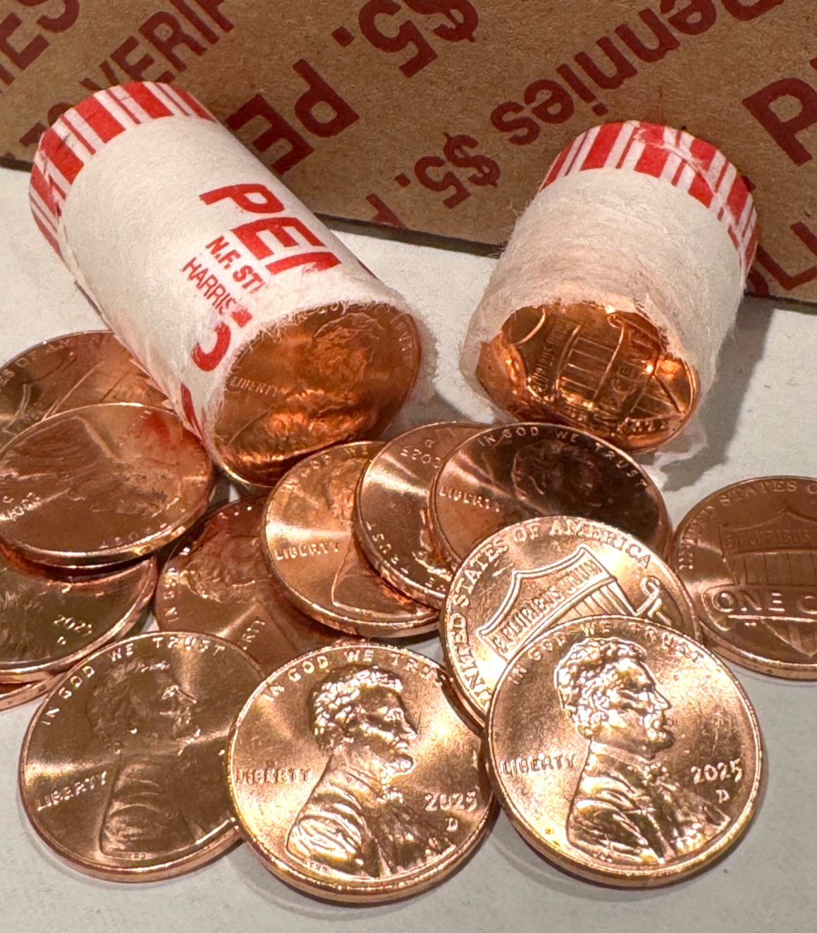 2025 D Single Penny - Last Year Issued - Uncirculated - FROM OBW Roll - BU Cent