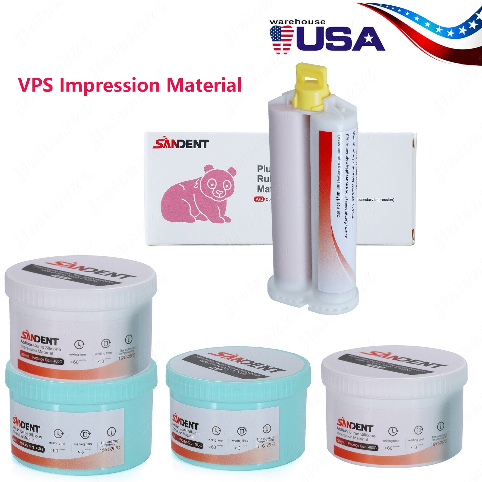 Putty PVS VPS Impression Material Base Normal Set 2*400g /Light 2*25ml Cartridge