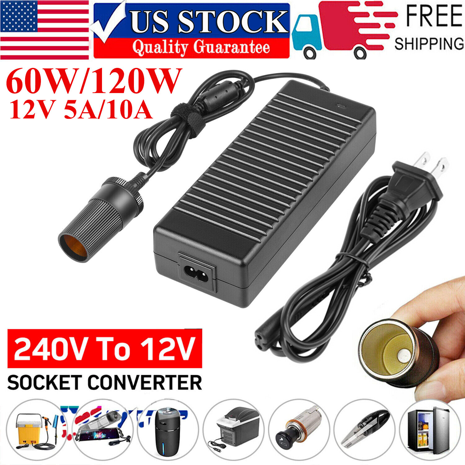 AC to DC Converter 110V to 12V DC 60W/120W Power Supply Car Adapter Transformer
