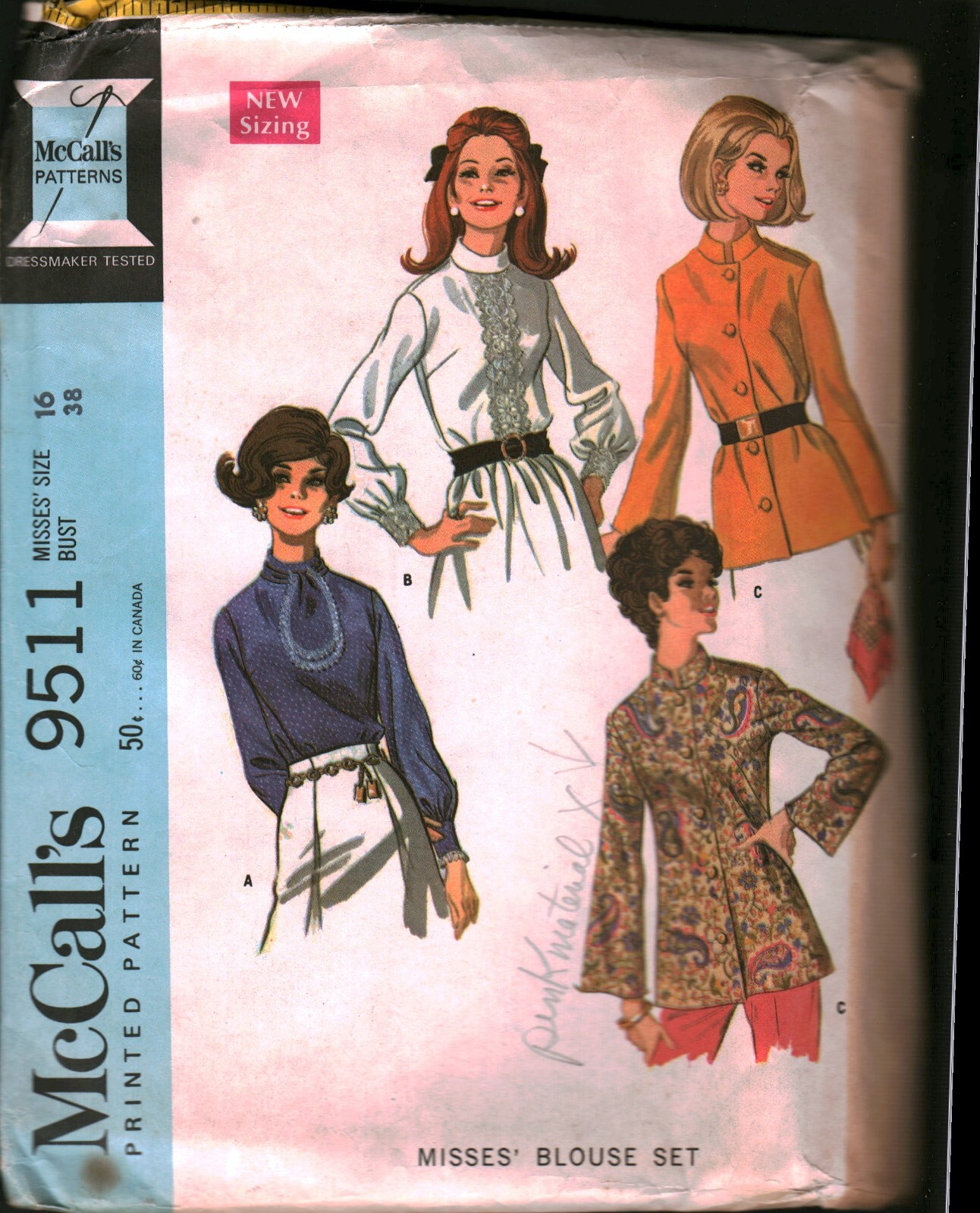 9511 Vintage McCalls SEWING Pattern Misses 1960s Misses Blouse Set Button Up 16