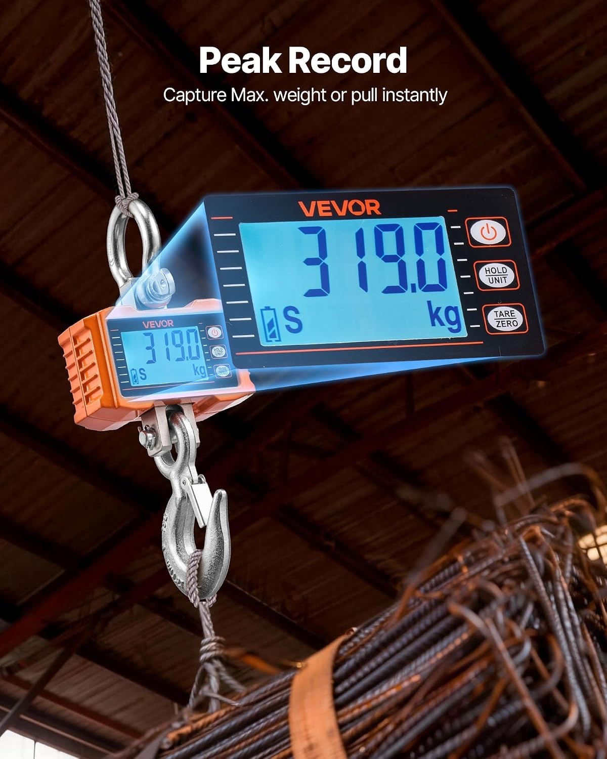 Vevor Digital Crane Scale 4400 Lb 2000 Kg Hanging Scale Lcd Remote