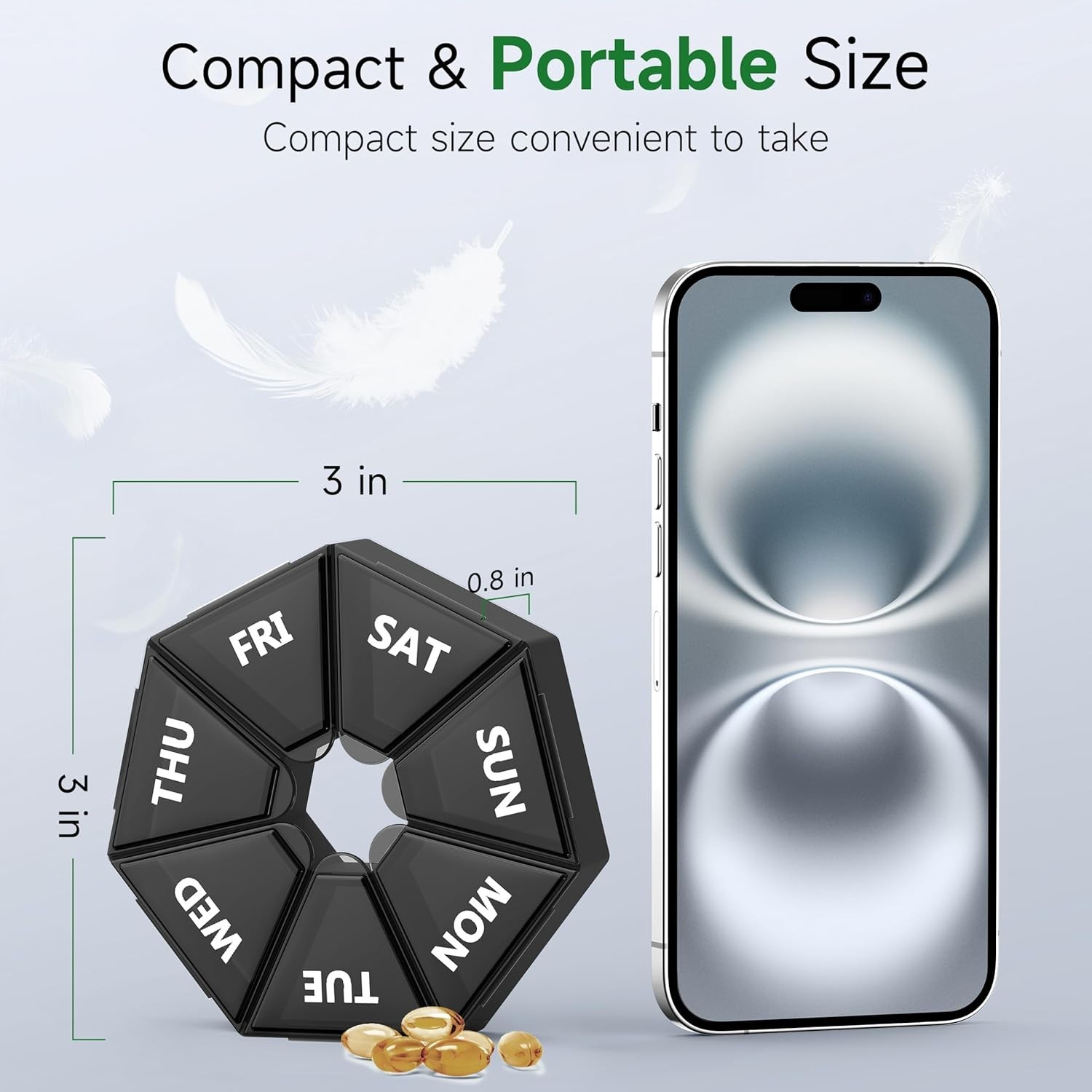 Arthritis-Friendly 2 Pack Pill Organizer with Secure Snap Closure in 6 Colors