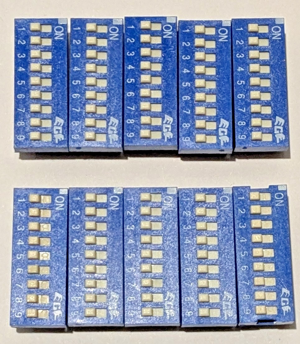 10X 9 Position DIP Switch - ECE - SPST - Fit 18 Pin Socket - Gold Plated Contact