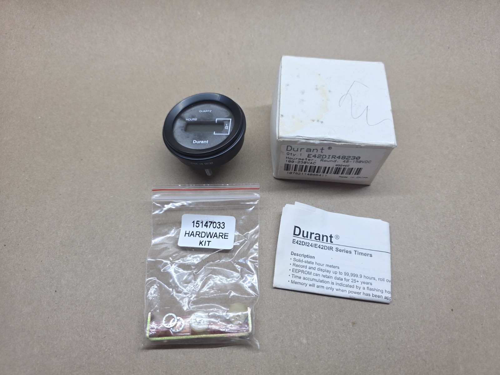 Durant E42DIR48230 Hour Meter  48-150VDC / 100-230VAC