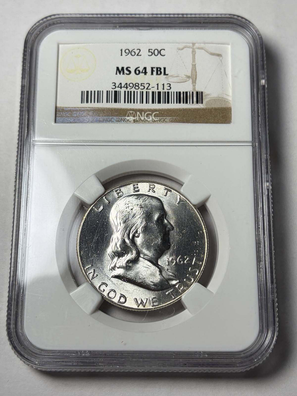 1962 NGC MS64 FBL Franklin Half Dollar