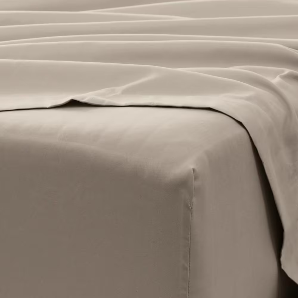 6-Piece Taupe Solid Microfiber King Sheet Set Free Shipping New