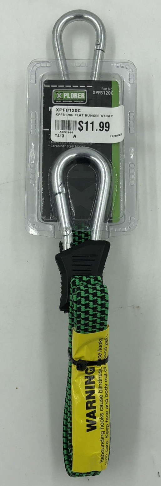 XPLORER Flat Bungee Strap with Carabiners 120cm