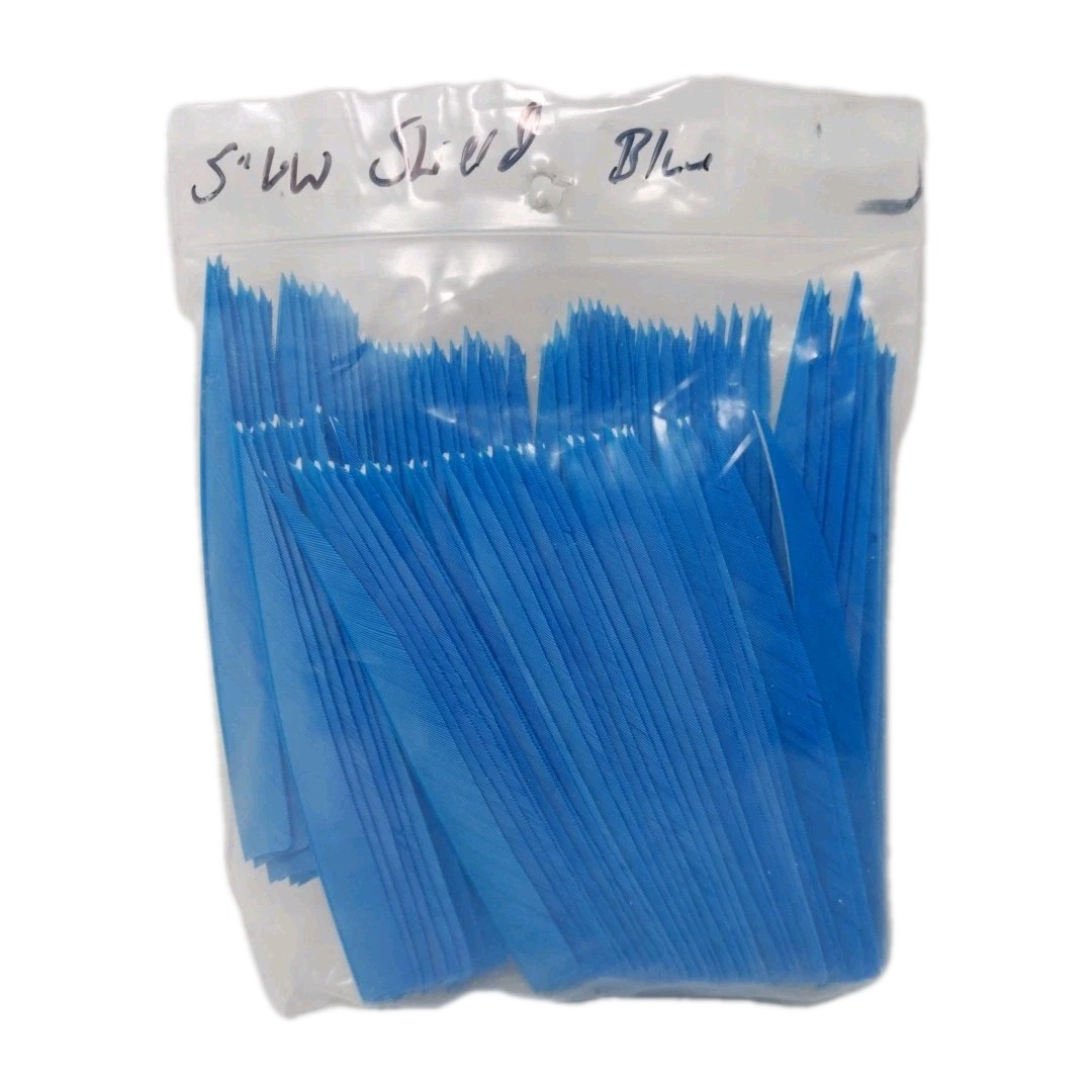 100pk Archery Arrow Feathers 5" Left Wing: Shield Blue