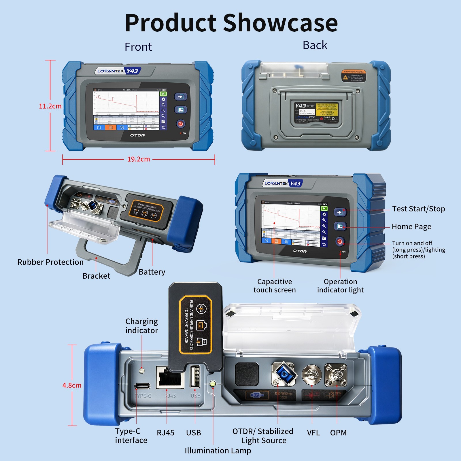 Fiber Optic OTDR 1310/1550nm 26/24dm With OPM/VFL/OLS/RJ45 Function