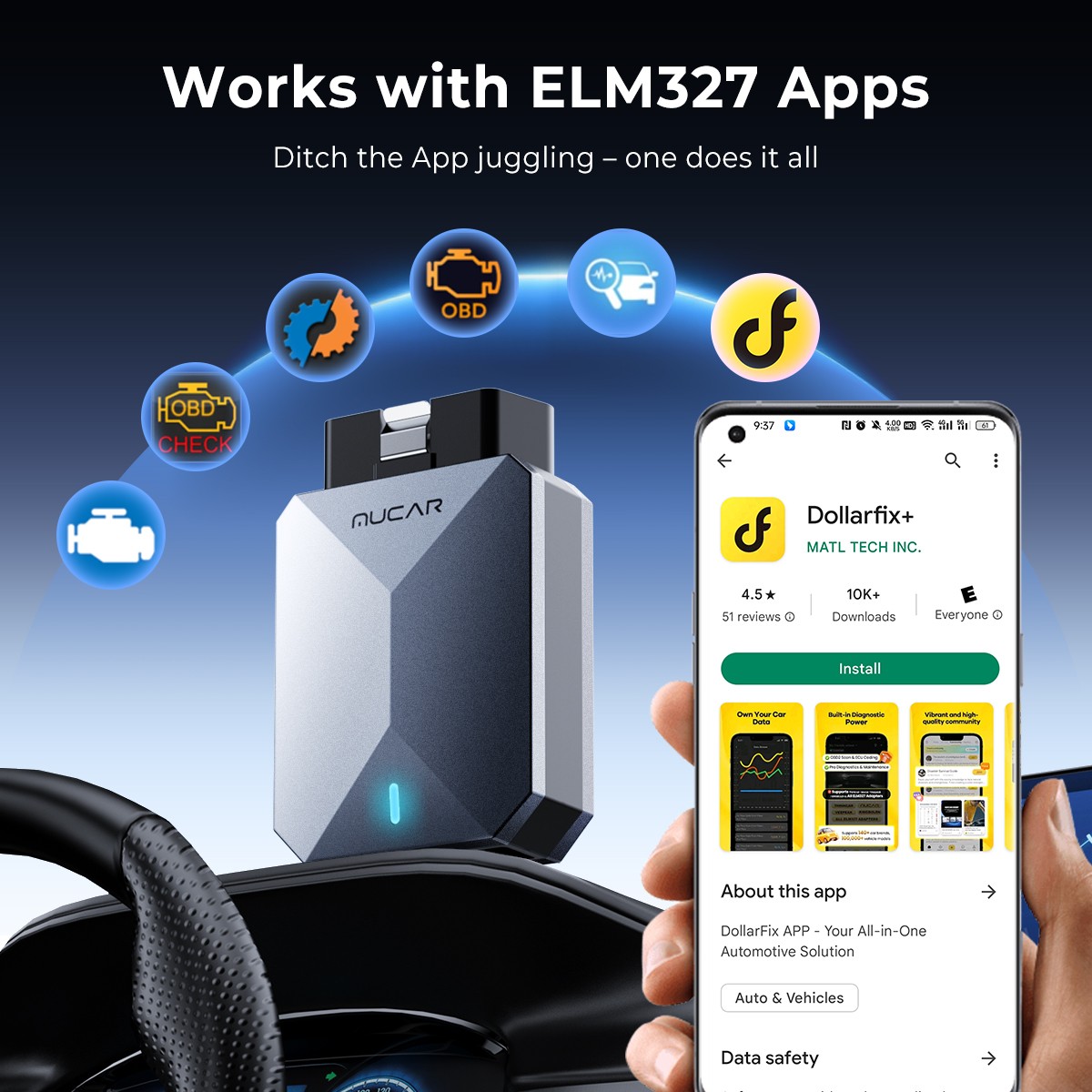 MUCAR BT200 MAX Bluetooth OBD2 Code Reader Scanner Tool Full System AI Diagnose