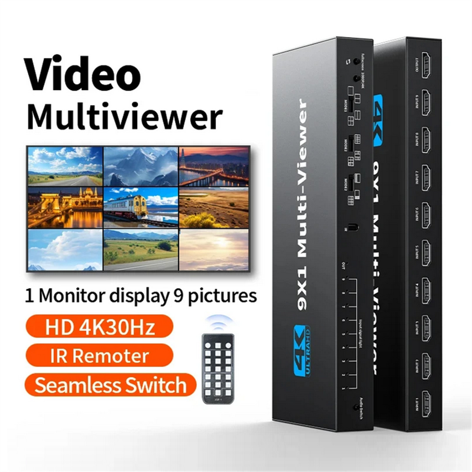 4K30hz 9x1 HDMI-Compatible Multiviewer 1080P Screen Multi Viewer Seamless Switch