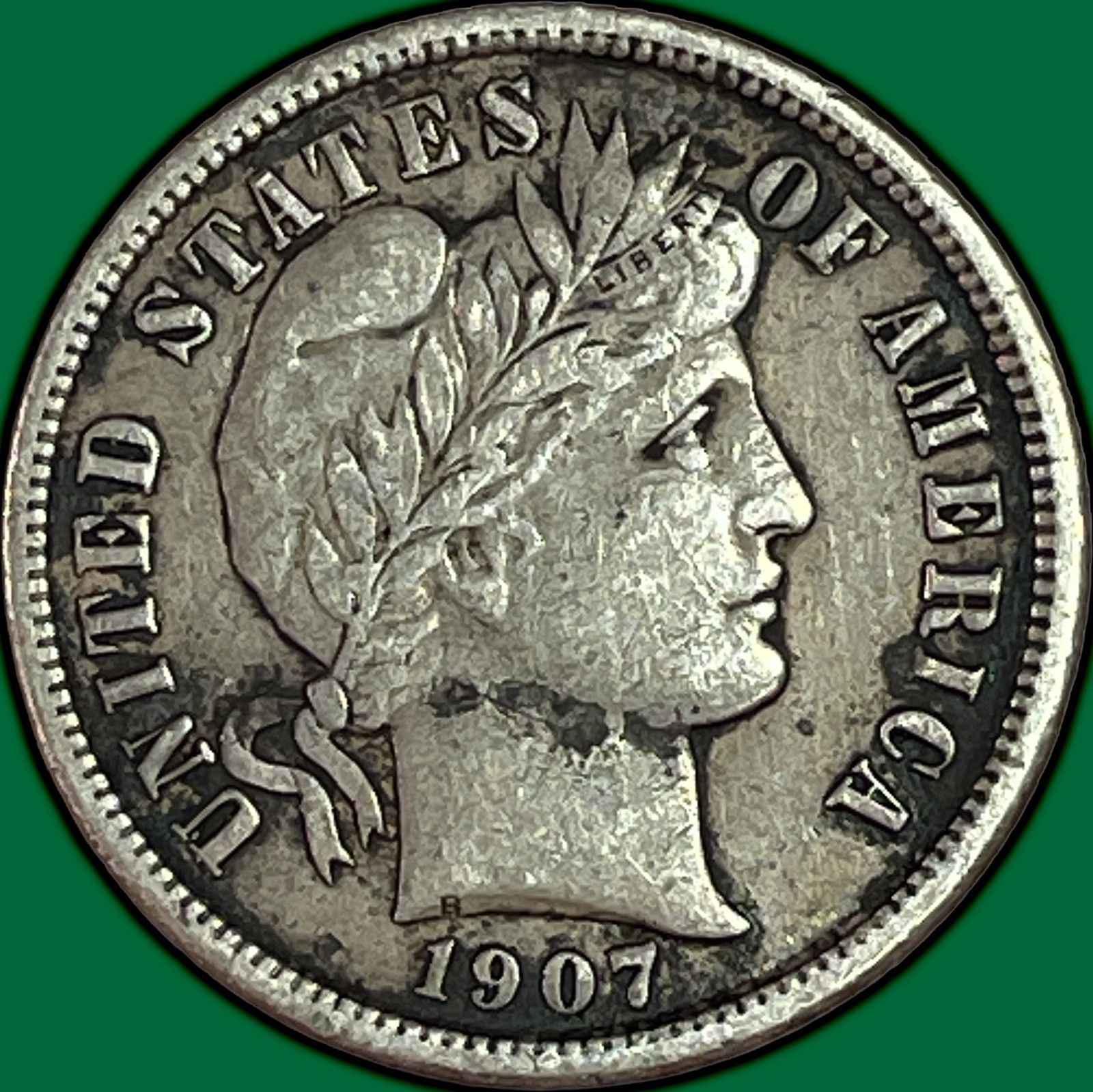 1907 Barber Dime Extremely Fine XF Coin #41677