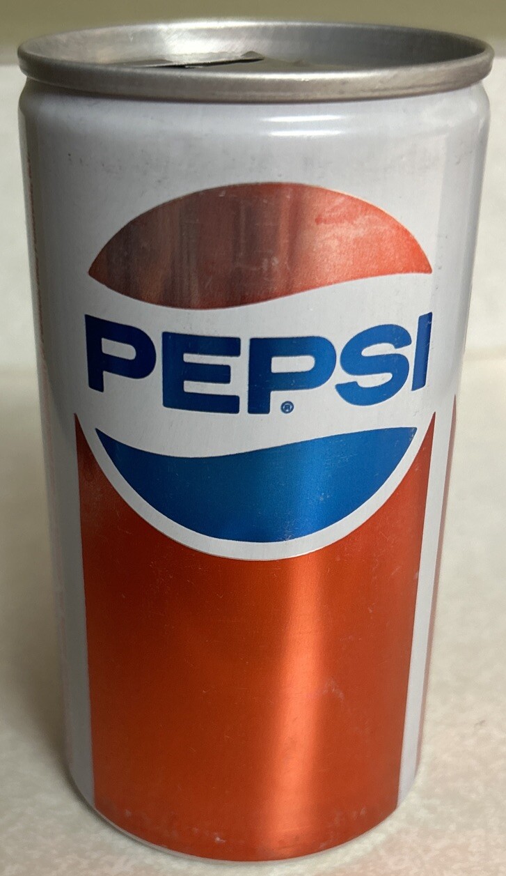 Vintage PEPSI-COLA 12oz. Empty Pull Tab Aluminum Soda Can, Woodlawn Canners, OH.