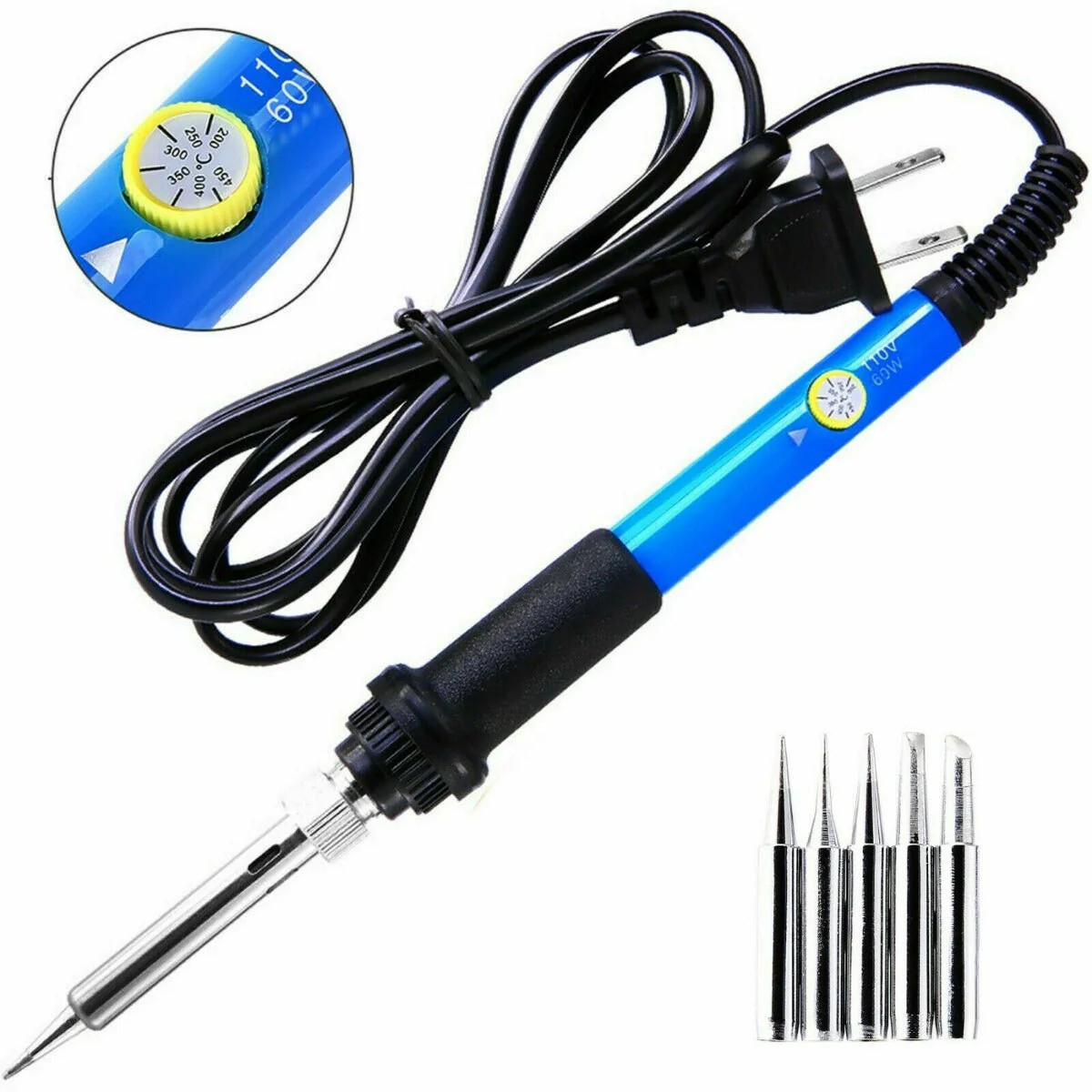 60W Electric Welding Soldering Kit, Stainless Steel Adjustable for Home (Blue)