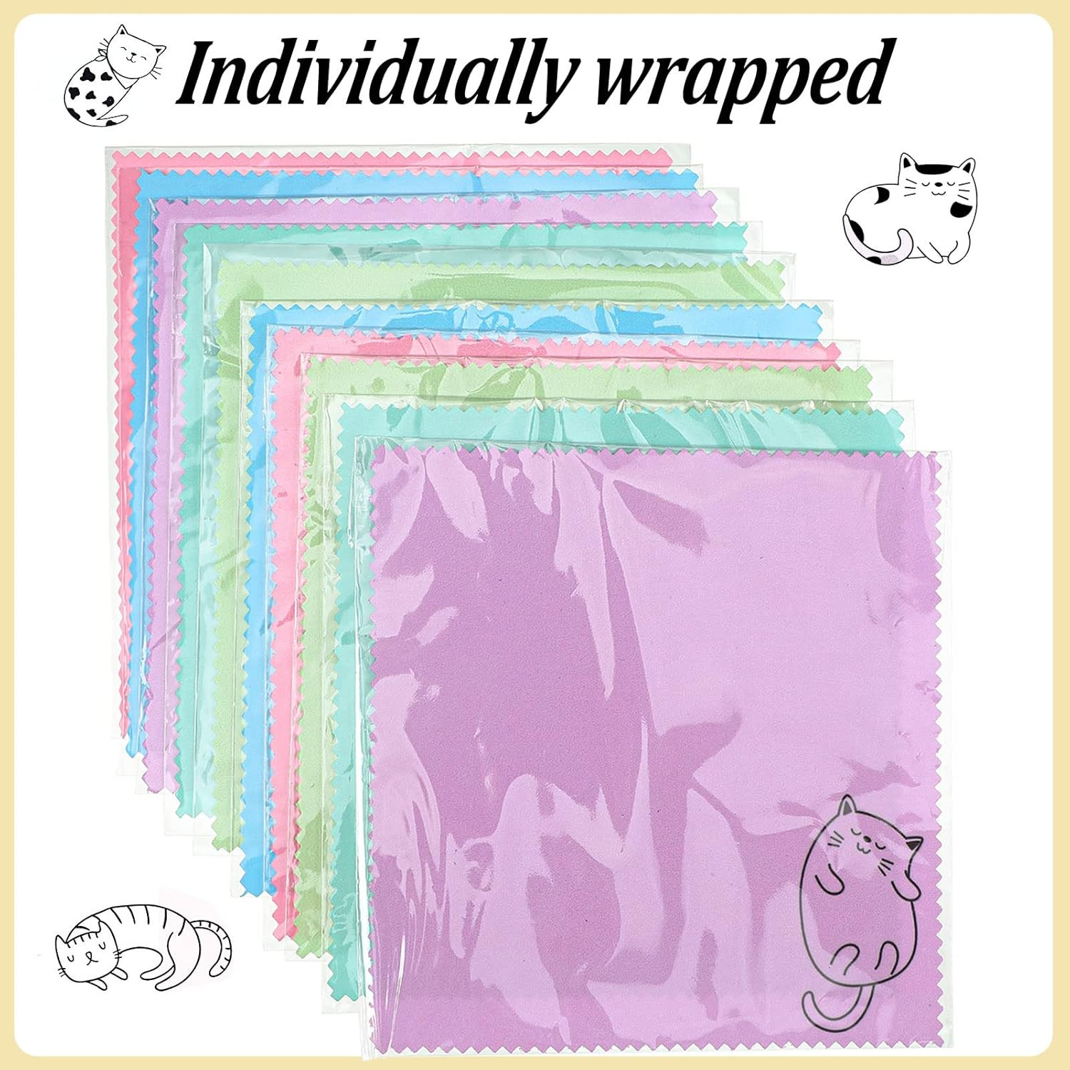 20 Pcs Microfiber Cleaning Cloth Cute Kitty Cat Design Microfiber Cloth Gift Sof