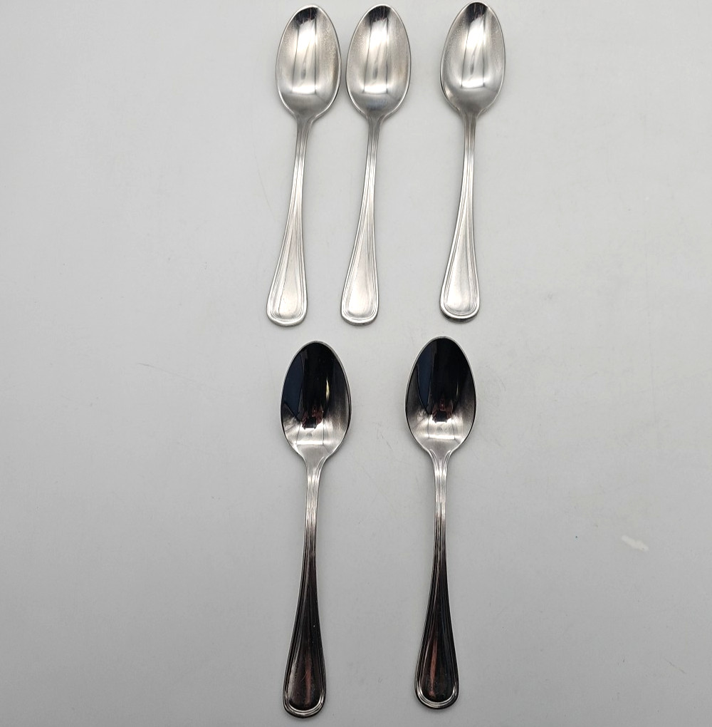 WALLACE 18/10 Stainless WAS159 Teaspoons Set of 5 Glossy Outline Edge Flatware