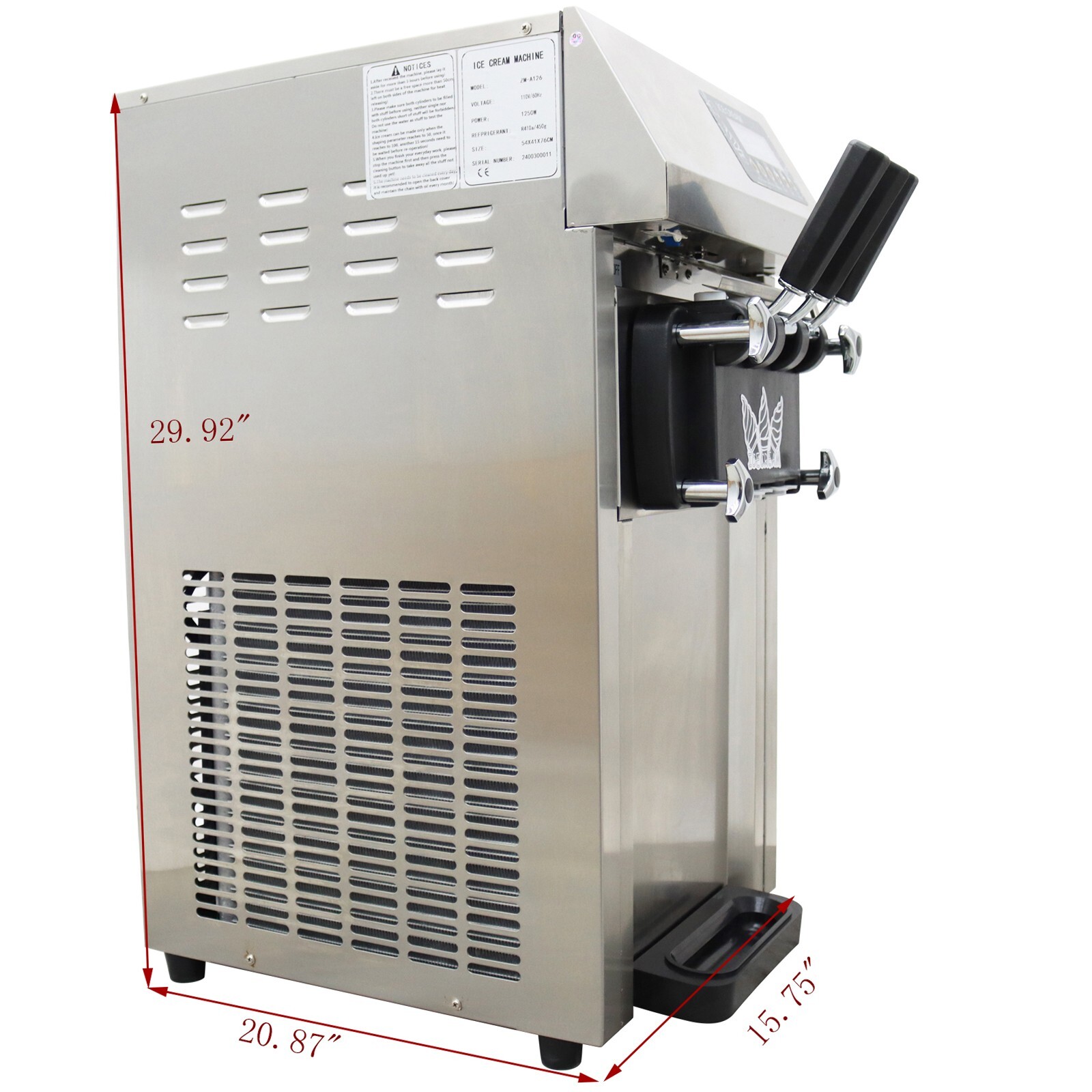 Soft Ice Cream Machine 4LX2 Commercial Ice Cream Machine LED Display Control