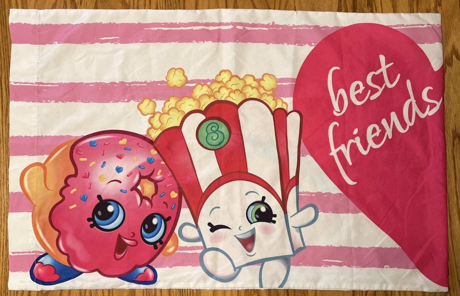 Shopkins Standard Pillowcase multi-pinks Best Friends Forever EXC Pre-Owned