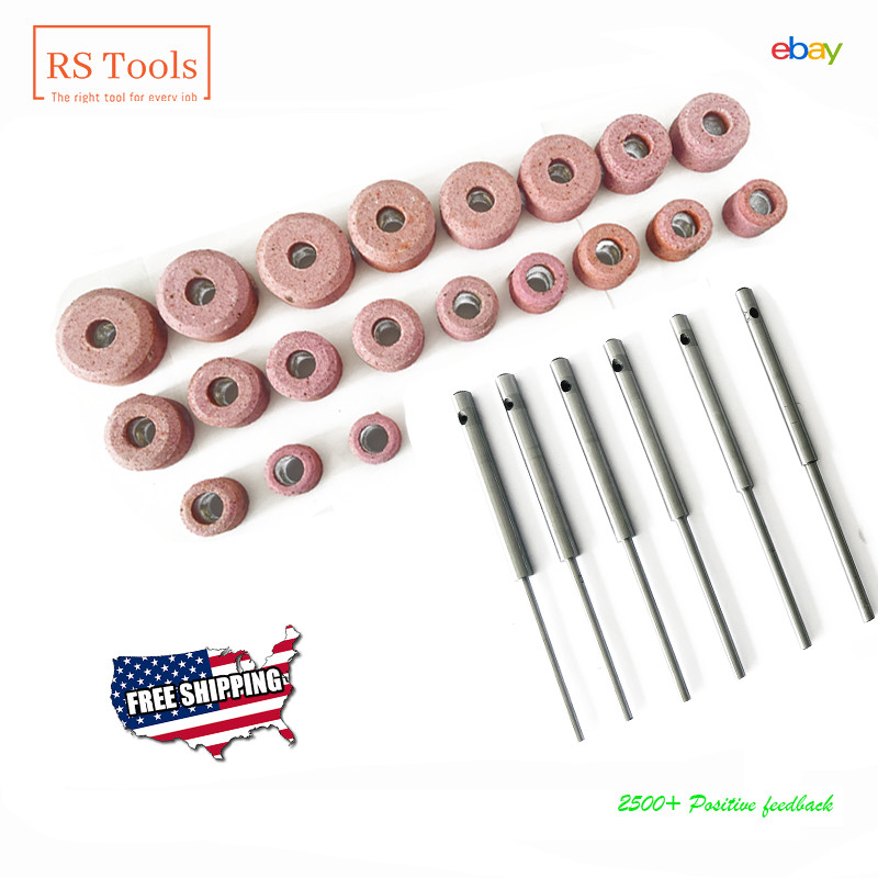 Valve Seat Grinding Stones Set Of 20 Pcs Sioux With 6 Pcs Pilots Top .385" USA