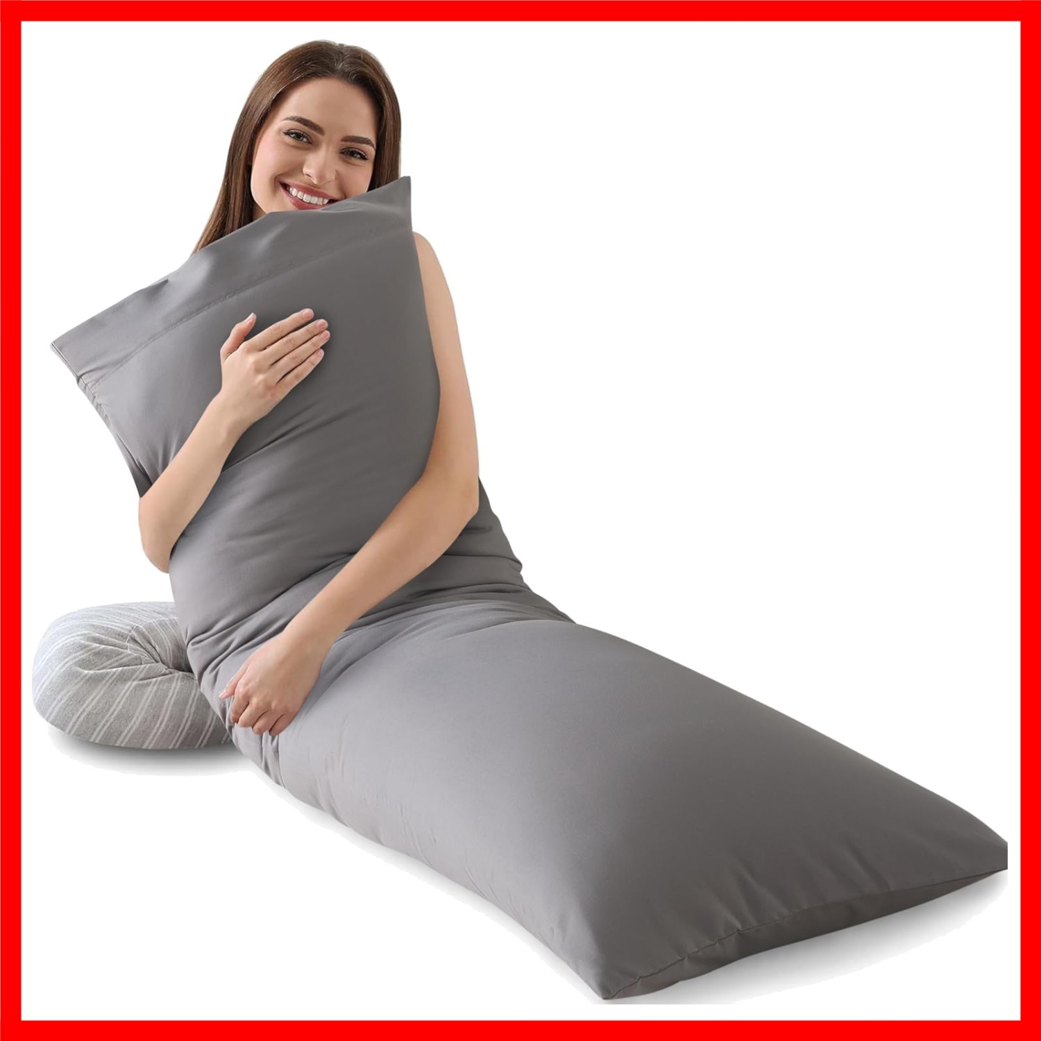 Memory Foam Body Pillow with Pillowcase, Soft Large Long Bed Pillow for Adult...