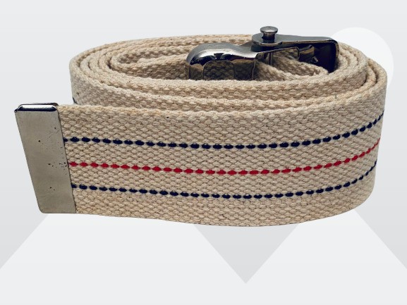 Medline MDT821203 White Beige Striped Metal Buckle 2x60" Gait Transfer Belt (B)
