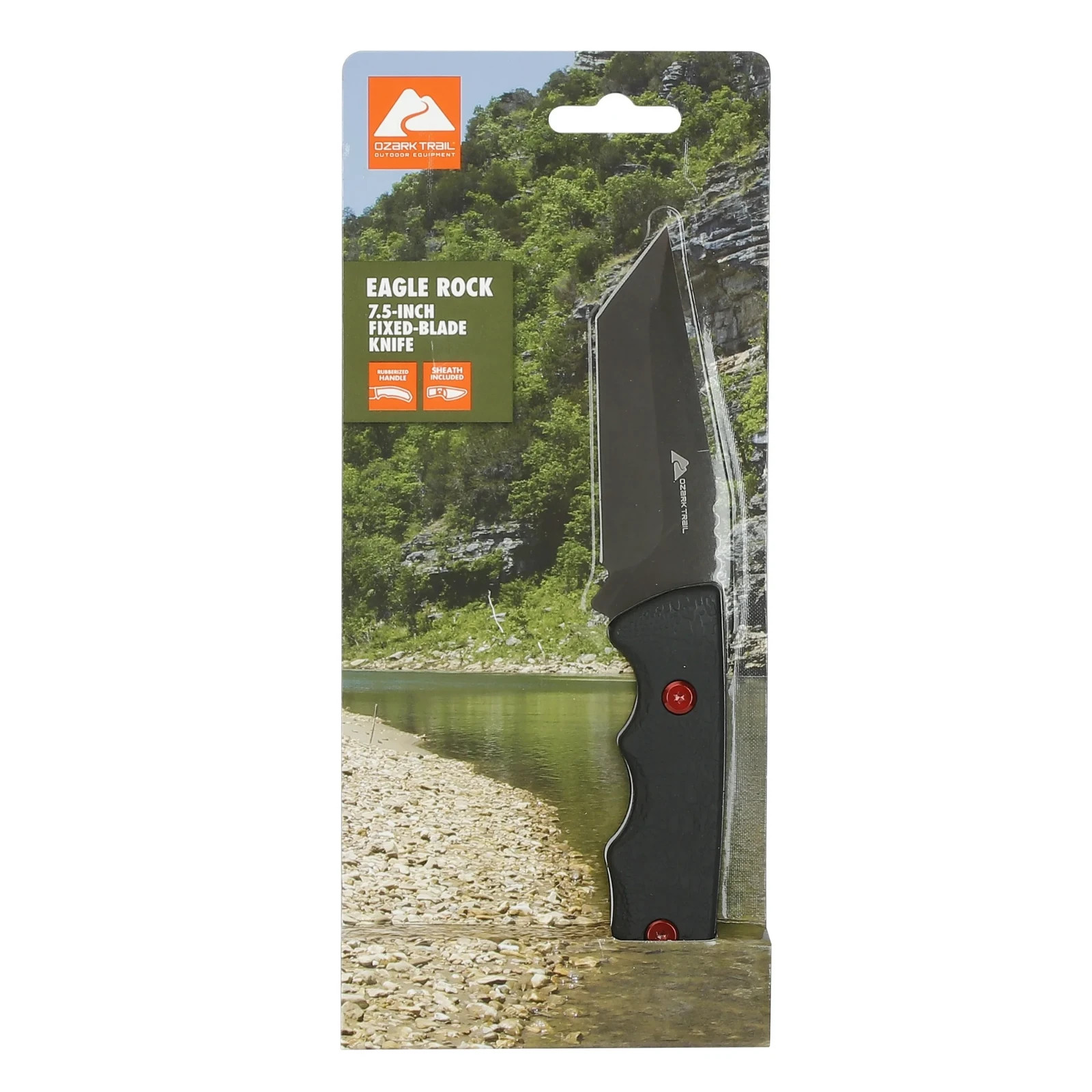 Ozark Trail Eagle Rock 7.5 inch Fixed Blade Black Tanto