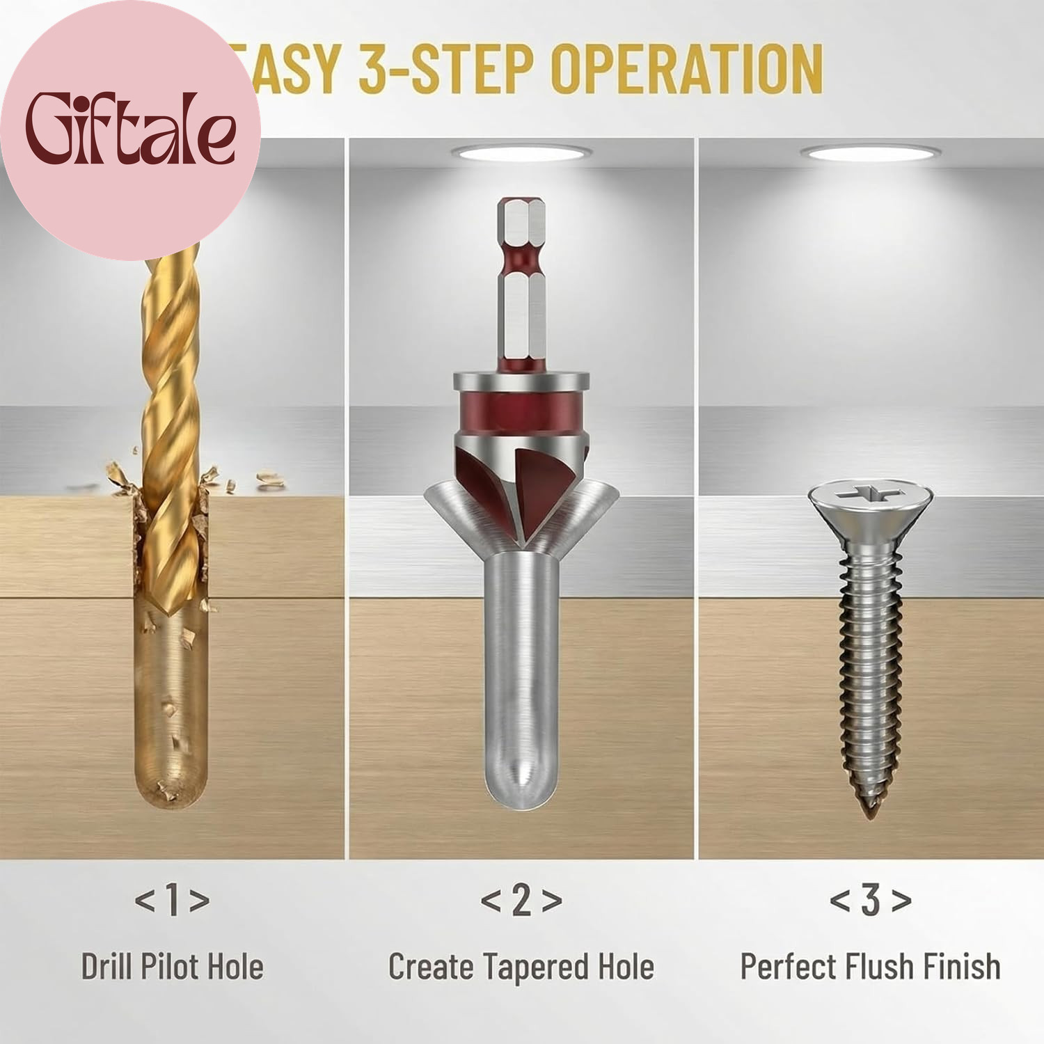 5PCS Countersink Drill Bit Set, Premium HSS Countersink Drill Bit with 82-Degree