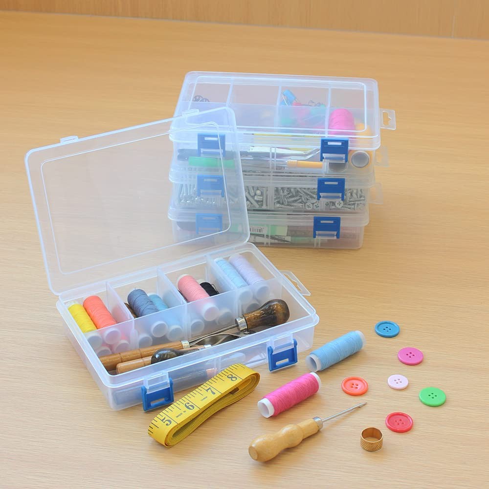 3 Pack Plastic Parts Storage Case and Adjustable Divider Box for Hardware and...
