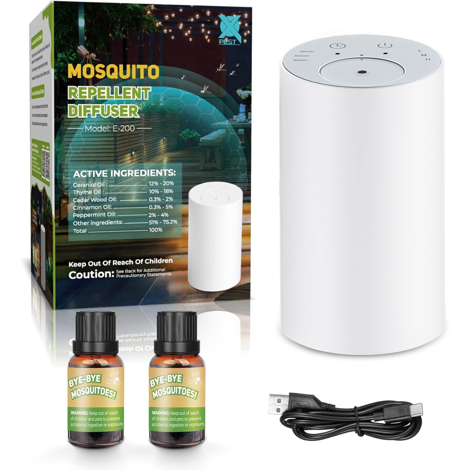 Portable Mosquito Repeller-Outdoor,Natural Essential Oil Waterless Diffuser