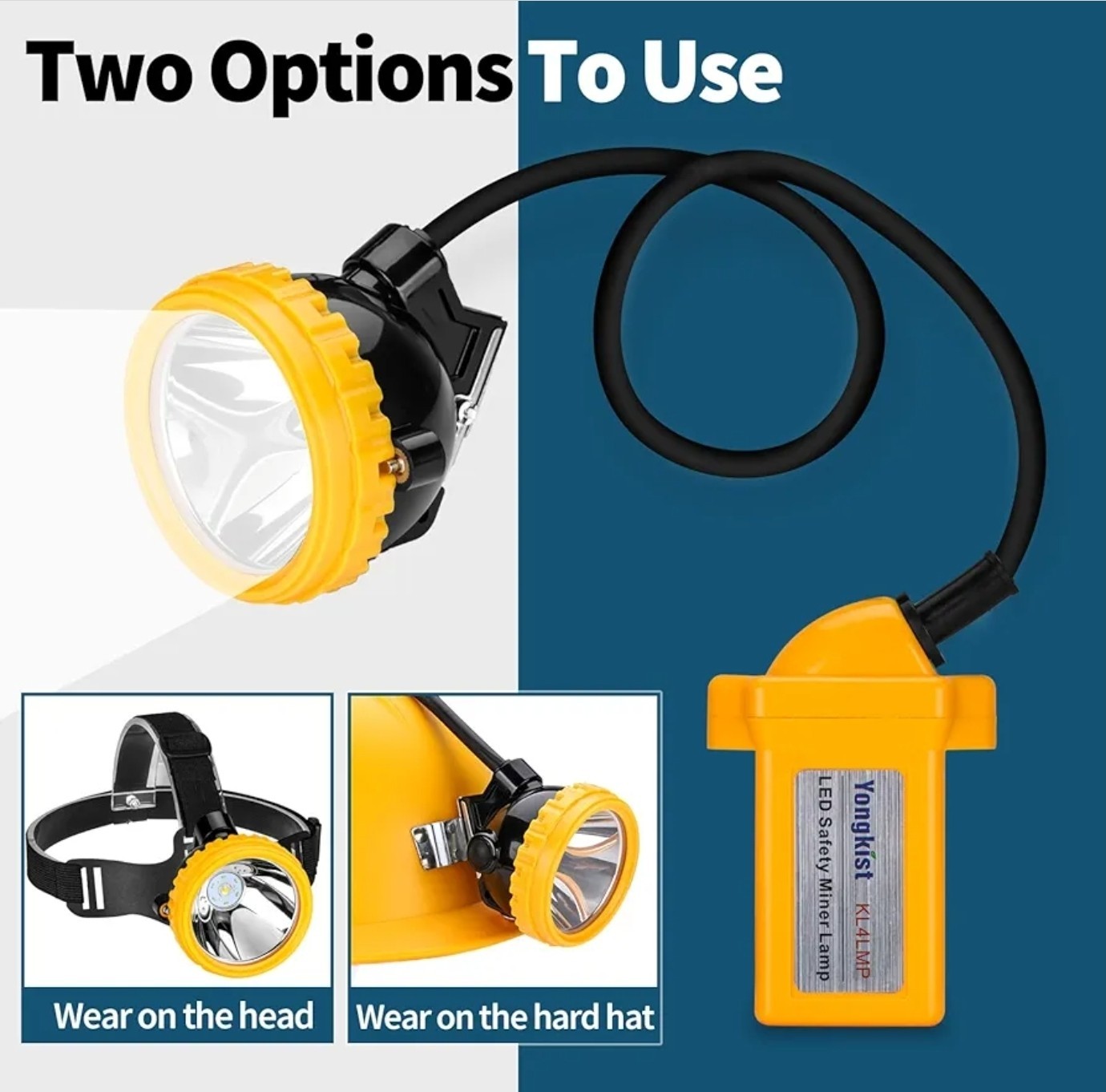 Superbright Rechargeable Mining Headlamp, High Lumens Hard Hat Cap Light, Wat...