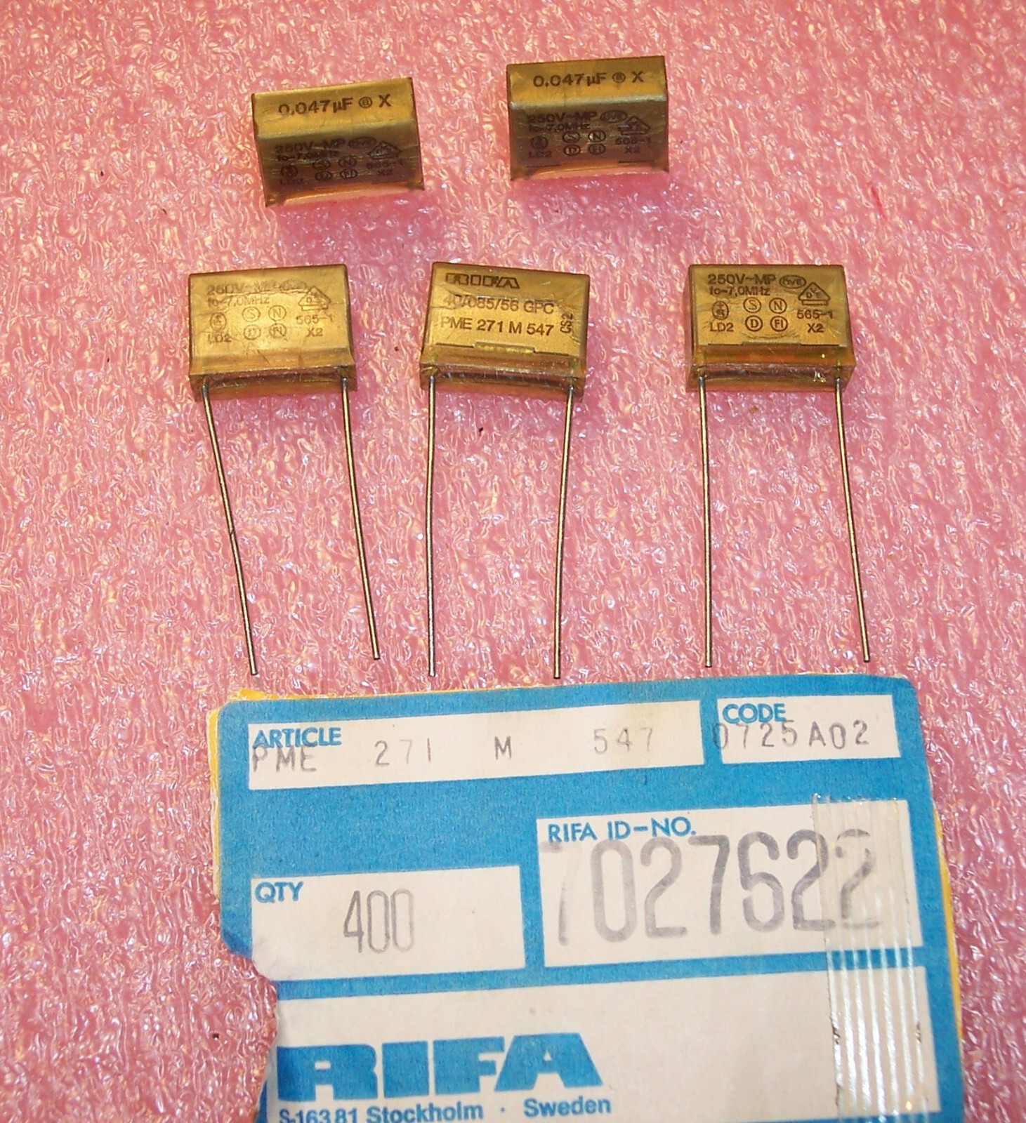 QTY (25) .047uf 250Vac X2 METALLIZED PAPER EMI SUPPRESSION PME271M547M RIFA