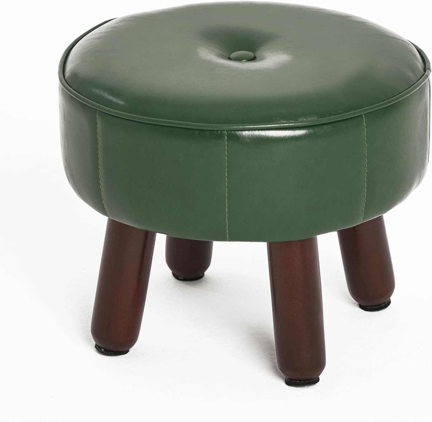 Small Foot Stool Ottoman, Round Faux Leather Foot Rest for Couch, Under Desk