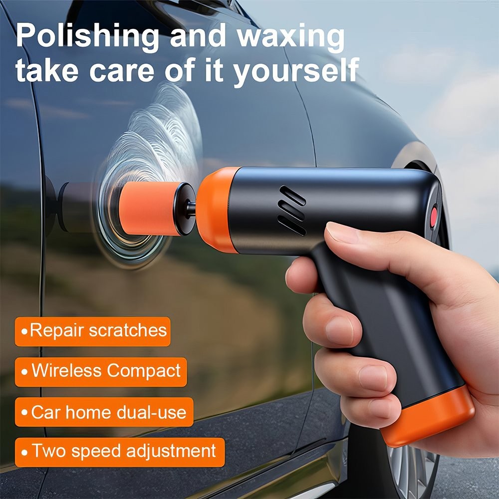 Cordless Car Buffer Polisher Kit Rotary Polishing Machine 3000-6500RPM 2 Speeds