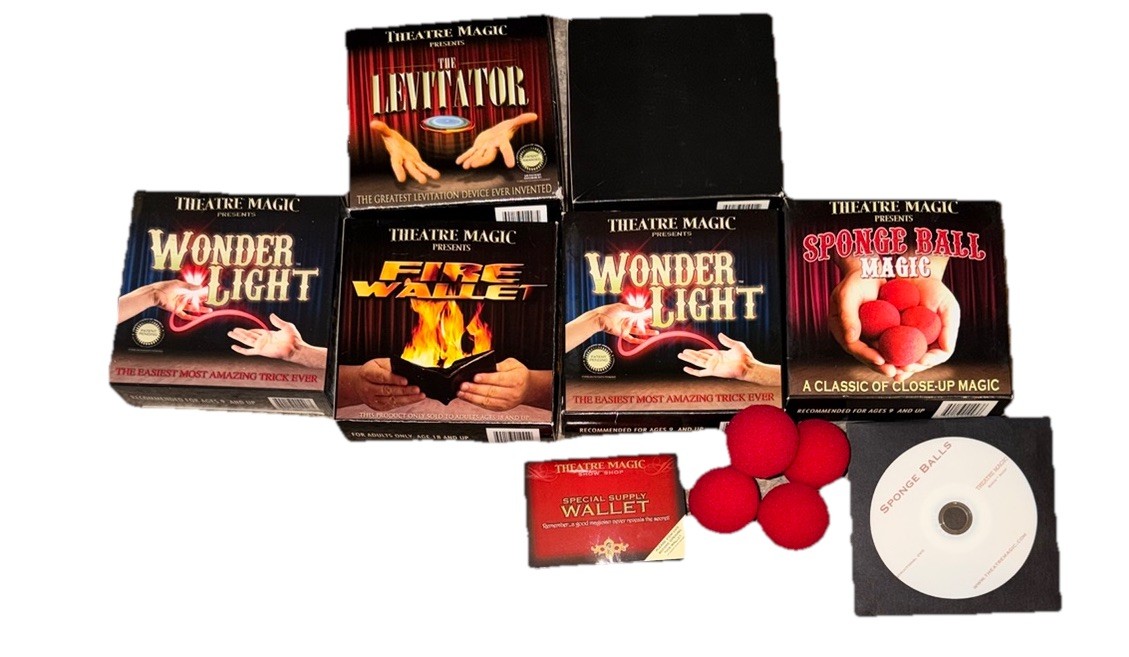 Magic Trick Kit Lot Theatre Magic Fire Wallet Levitator Gift Set DVD