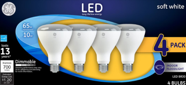 GE 4pk 65W BR30 LED Indoor Floodlight Bulb Soft White