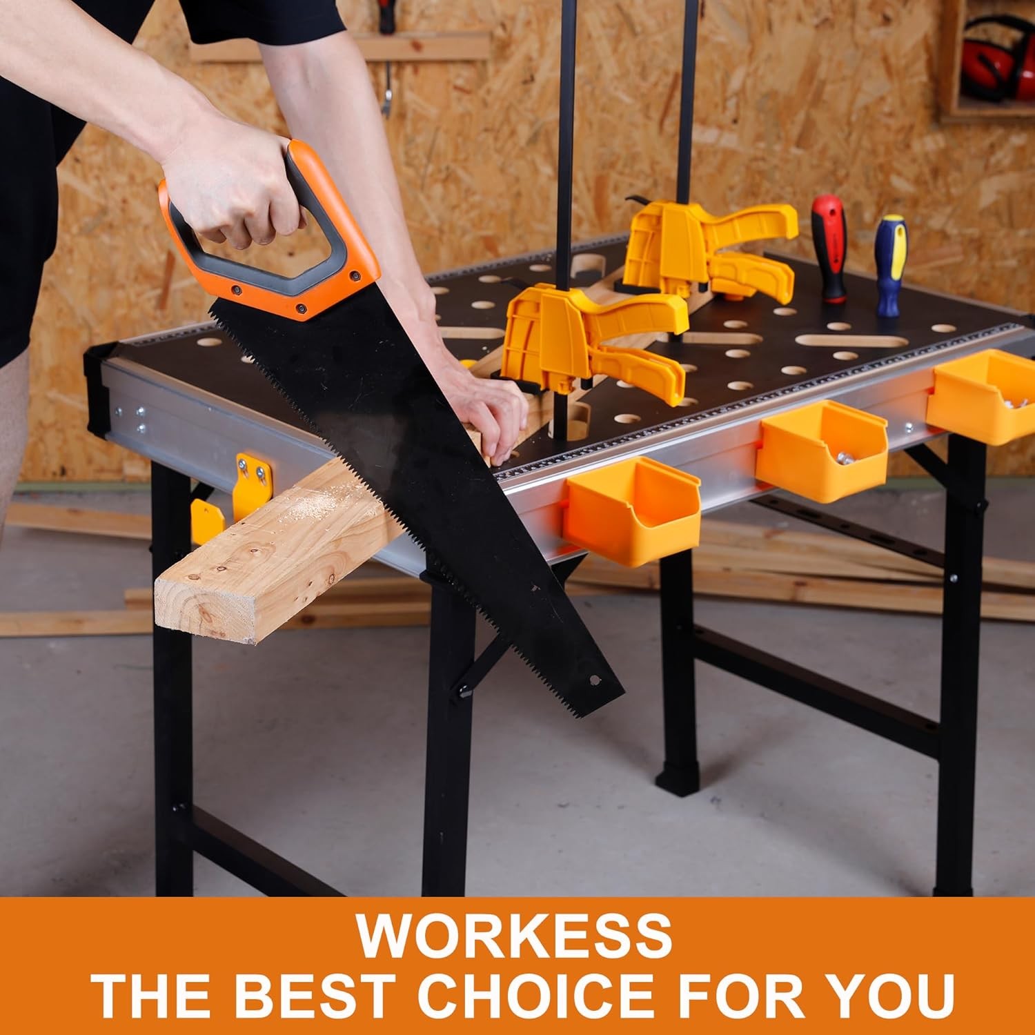 Portable Workbench 1000Lbs Capacity Heavy Duty Folding Work Table W/ 2 Quick