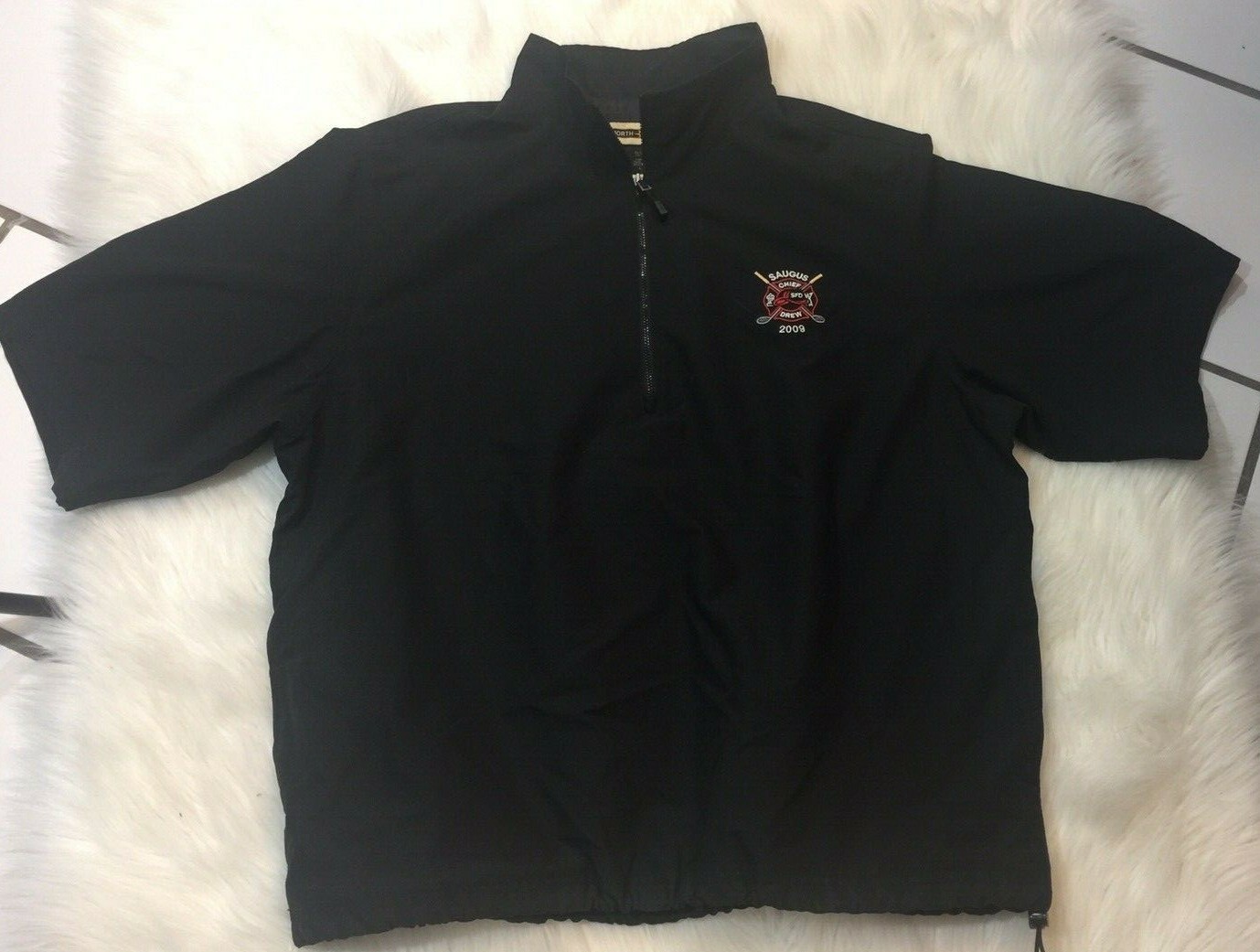 Saugus Fire Department SFD Chief Drew 09 Golf Pullover 1/4 Zip Short Slv Large