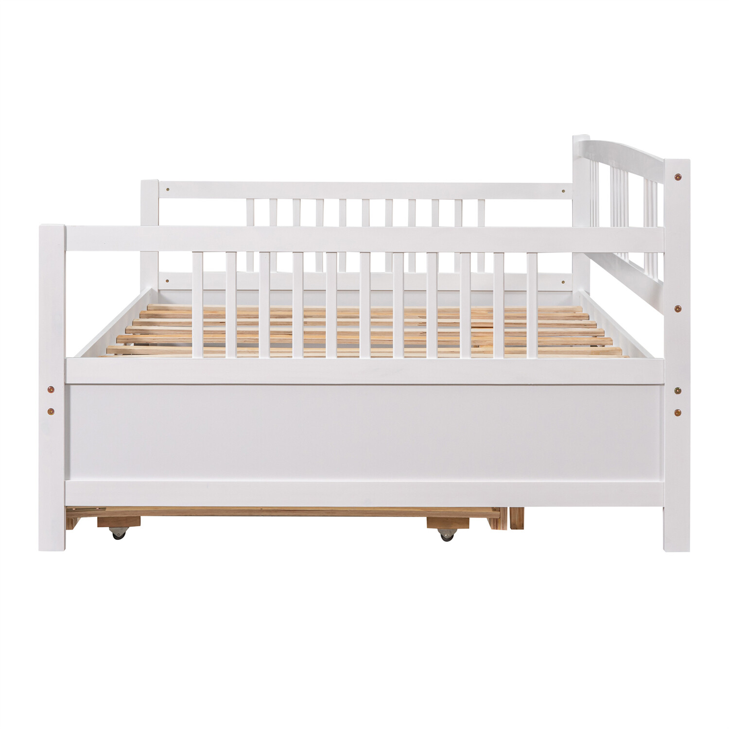 Full Size Daybed Wooden Bed Frame Sofa Bed w/ Trundle Bed White/Gray/Espresso US